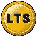 The LTS token: a gold coin stamped LTS.